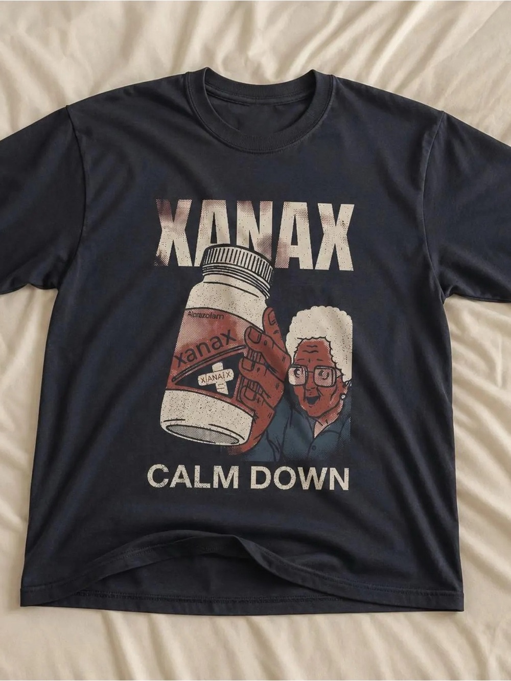 Clam Down Shirt, Pop Art Graphic Tee - Navy Calm Down Men’s Shirt - Unisex Navy